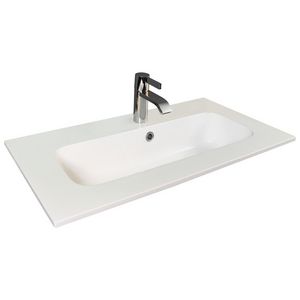 Wastafel 16 keramiek mat sand 101x40.5cm 1 waskom (los besteld)