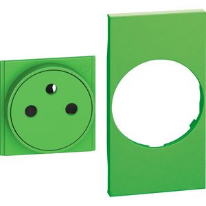 Sierplaat vlakke contactdoos groen 2 modulen LivingNow
