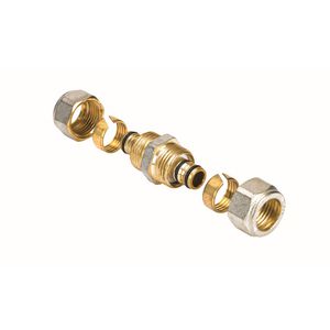 Koppeling messing recht 2 klem 16x16mm VVE=200