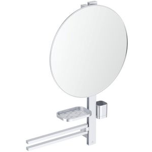 Accessoire bar Alu+ L800 met spiegel rond ø500mm Silver incl. bevestigingsmateriaal