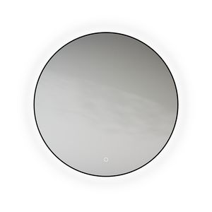 Spiegel Black Line Round matt black frame indirecte ledverlichting rondom 4200K Ø800mm