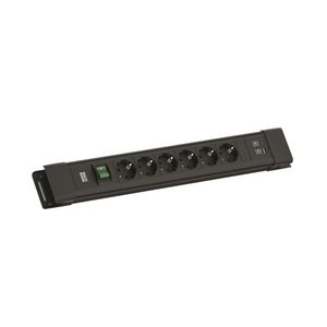 CONNECTUS 6x 230V RA 1x USB A/C chrgr schakelaar 2m RA zwart
