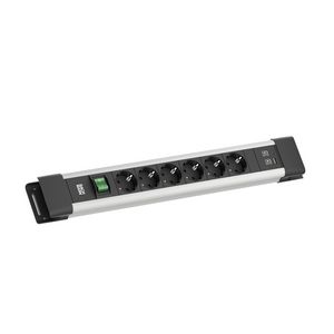 CONNECTUS 6x 230V RA 1x USB A/C chrgr schakelaar 2m RA grijs