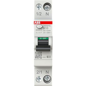 Aardlekautomaat 1P+N, B Kar. 10 A, 30ma, 6ka, Type F