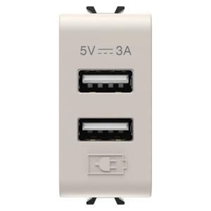 USB CHARGER-A+A TYPE-3A-SATIN NATURAL BEIGE-1 MODULE