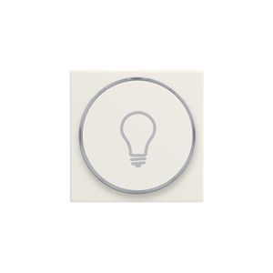 Afwerkingsset met doorschijnende ring met lampsymbool voor drukknop 6A cotton white textured