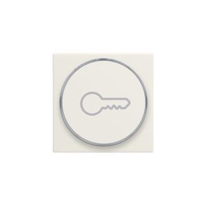 Afwerkingsset met doorschijnende ring met sleutelsymbool voor drukknop cotton white textured