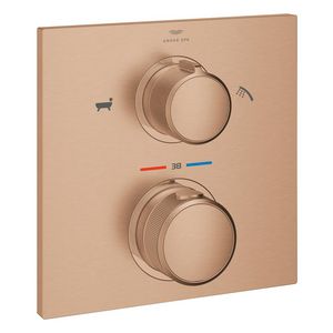 Allure afbouwdeel thermostatische inbouwmengkraan met omstel douche/baduitloop warm sunset geborsteld (mat bronskleurig) (Spa colors coll.) excl. inbouwdeel