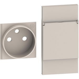 Sierplaat contactdoos 2P + A + deksel zand LivingNow