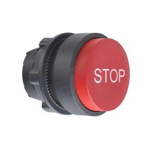 Kop drukknop Verhoogd Terugvering 22mmSTOP" Rood