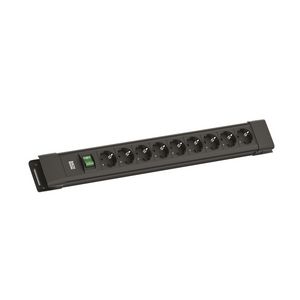 CONNECTUS 9x 230V RA schakelaar 2m RA zwart