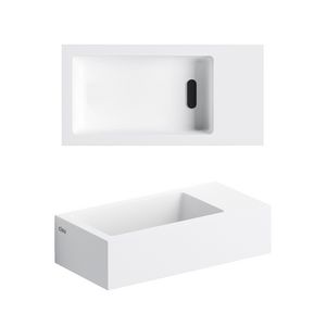 Flush 3 fontein 36x18cm rechts voorbew. kraangat wit mat aluite incl. afvoerplug