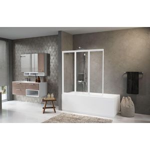 Aurora 9 badklapwand 1380x1380mm wit/acryl waterval 3-dlg.