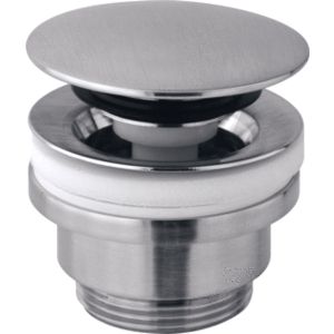 Push-open plug 1.1/4" m. overloop RVS-look