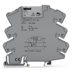 Relaismodule DC 12V 1 wisselcontact grijs 857-303