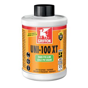 Hard PVC-lijm UNI-100XT (druk/afvoer) KOMO/KIWA pot Flacon 1 liter VVE=8