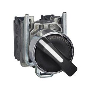 Selector switch metal black 22 3 poss spring spring return,