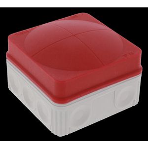 Kunststof kabeldoos 76x76x51mm leeg, grijs met rode deksel (COMBI108LGRD) VVE=10
