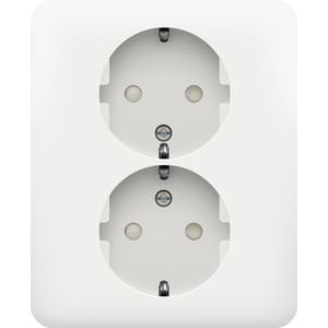 Dubbel stopcontact randaarde en beschermingsafsl. Vert.white