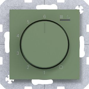 Kamerthermostaat, 230V/15W verwarming/koeling, A.x/C.x, aloe, mat