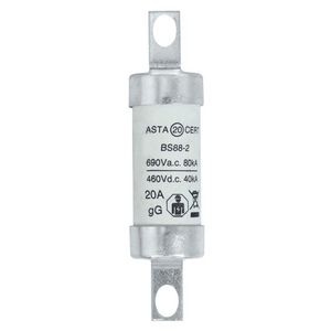 Zekering laagsp. 20A AC 660V DC 250V BS88/A2 22x82 VVE=20