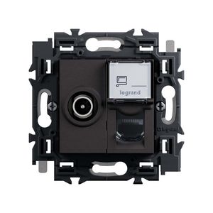 Wandcontactdoos RJ45 UTP Cat. 6 + TV zwart Valena Next