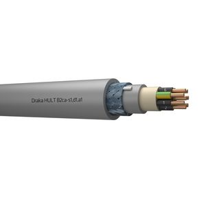 Haspel a 500m. Z1O-YMz1Kas HULTO B2ca 0,6/1kV gy# 8x2,5/2,5mm² (zwart met wit geprinte nummering)