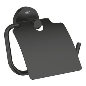 Essentials toiletrolhouder met deksel mat zwart (prof)