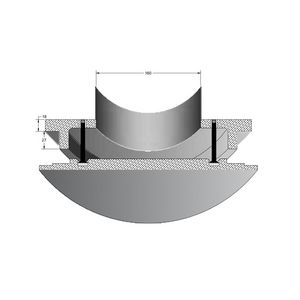 Vierkant toe-/afvoerventiel instucb. front zichtb Ø160mm