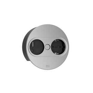 TWIST 2 1x 230V RA 1x USB A/C chrgr 0,2m GST o.g. rond zilve
