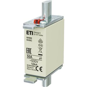 Zekering 500V 50A NH000 gG VVE=3