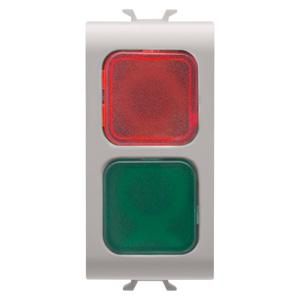 DOUBLE INDICATOR LAMP-RED/GREEN-1 MODULE-NATURAL SATIN