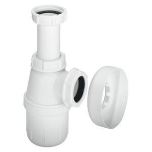 PROMO PP bekersifon 1.1/4" wit met rozet excl. muurbuis (120764)