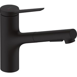 Zesis M33 1-hendel keukenkraan 150 metalen uittrekbare vuistdouche 2 straalsoorten mat zwart