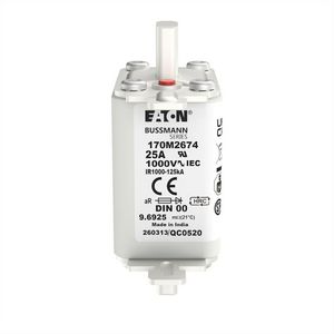 Zekering hoge snelheid 25A AC 1000V 125kA 00 aR IEC VVE=6