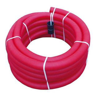 Rol a 6mtr. PE kabelbeschermbuis/ mantelbuis 200mm (150mm inw.) rood incl. mof