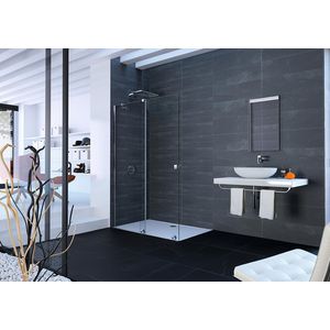 Walk-In schuifdeur Xtense pure 1400mm H=2000mm profiel zilver hoogglans glassoort helder anti-plaque