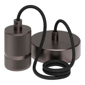 Pendel lampfitting retro 1X1.5M E27 Gun metaal grijs
