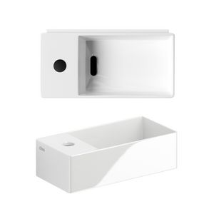 New Flush 3 fontein links wit keramiek met kraangat en af