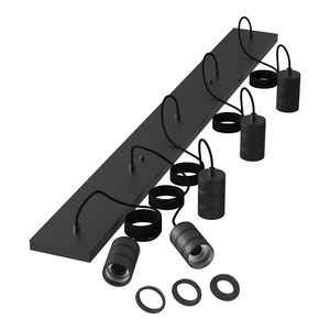 Pendel lampfitting retro 5X2M E27 indust. zwart