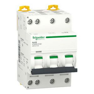 Installatieautomaat 3-polig + Nul 32A C-karakteristiek 60 Acti9 iC40N