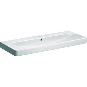Smyle Square enkele wastafel 120x48cm met 1x kraangat met overloop wit
