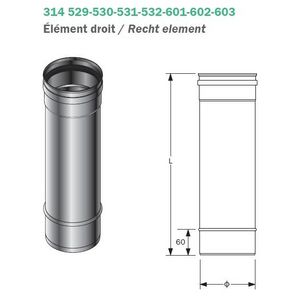 Rookgasbuis recht Elt enkelwandig RVS SPG 100mm L=2000mm Roccheggiani