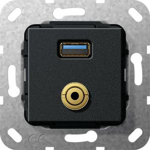 USB 3.0 A m-jack verloopkab. Basiselement zwart m