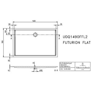 Douchebak Futurion Flat 4-H 1400x900x25mm Quaryl wit Alpin