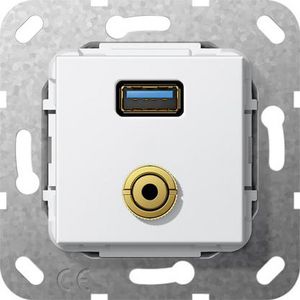 USB 3.0 A m-jack verloopkab. Basiselement zuiver wit