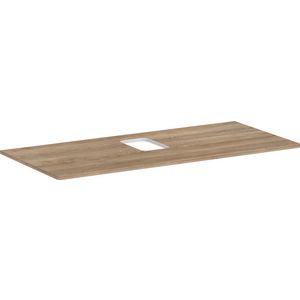 Console / wastafelblad 1180x550mm Natural Oak met middenuitsparing tbv waskom met kraangat Xelu Q