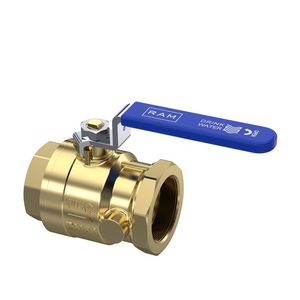 Kogelkraan s.28 1.1/2" bin.dr. DN40 PN10 blind rvs hendel met ''drinkwater'' opschrift Kiwa VVE=12