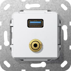 USB 3.0 A m-jack kppl. verloopkab. Basiselement zuiver wit