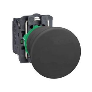 Drukknop 22mm bolcilinderkop 40mm Terugvering 1NO Zwart